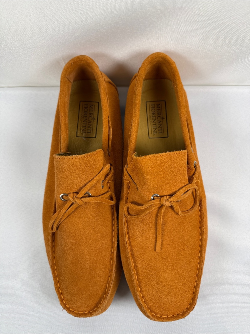 Mercanti Fiorentini Orange Suede Driving Loafers Men’s Size 9 M Pristine